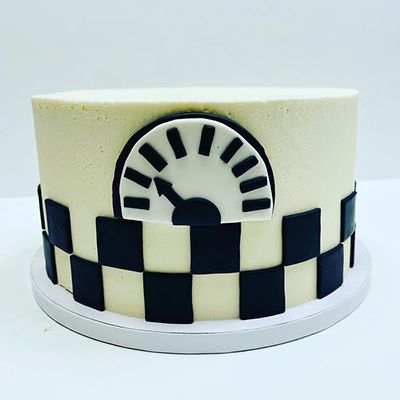 Custom White and Black Cake